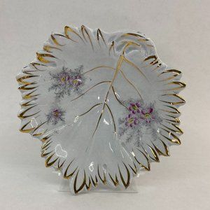 Antique Burford Brothers Ironstone China Gold Trimmed Leaf Shaped Dish 1879-1904